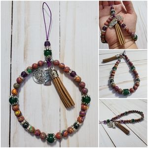 Malachite, Agate, Amethyst, & Hematite Wrist Strap